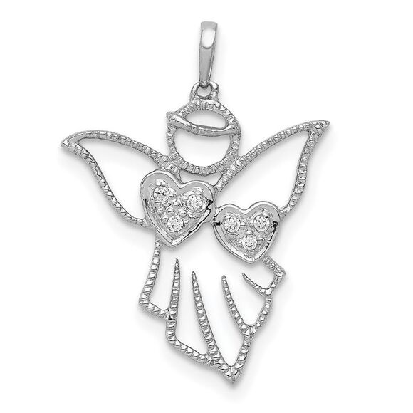 Kazi Luxury 14k White Gold Diamond Angel Pendant